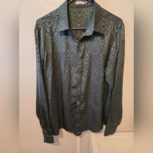 ZEROYAA Men's Hipster Regular Fit Long Sleeve Designed Button Up Dress Shirt M